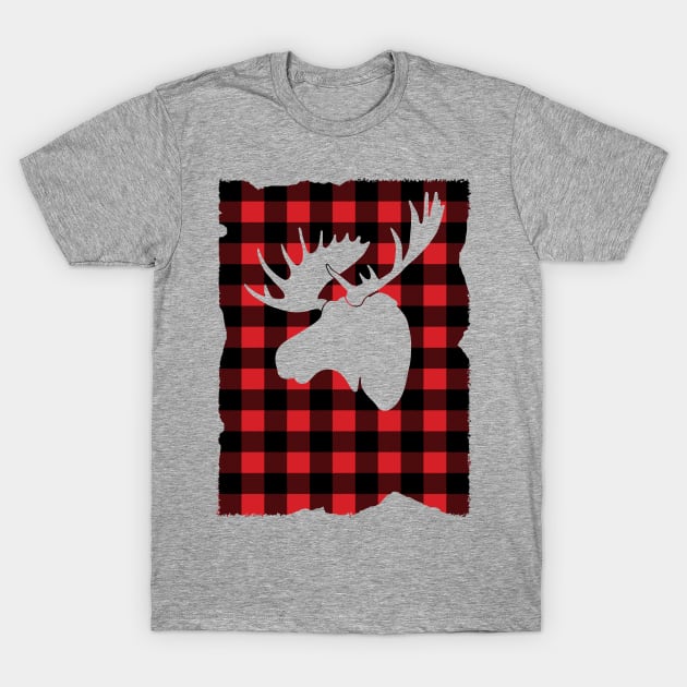 Winter Flannel Plaid Moose T-Shirt by SmartCraftCo